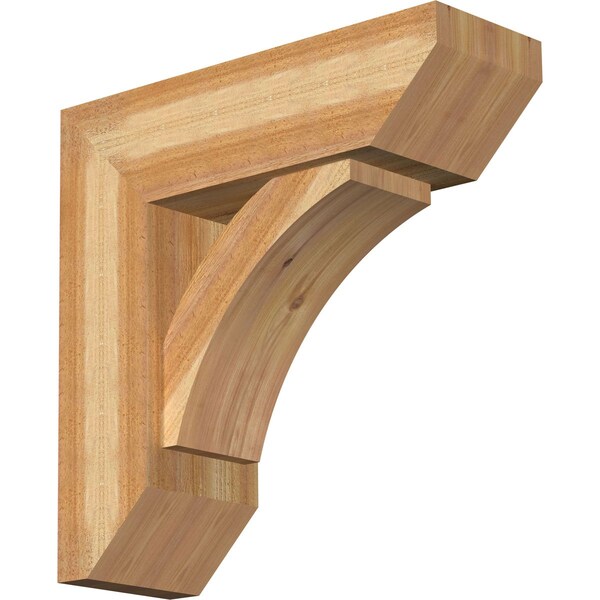 Ekena Millwork Thorton Slat Rough Sawn Bracket w/ Offset Brace, Western Red Cedar, 8"W x 24"D x 24"H BKT0806X24X24THR06RWR - main